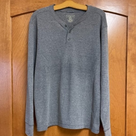 NorthCrest Gray Henley Button Crew Shirt - Large - Picture 3 of 3